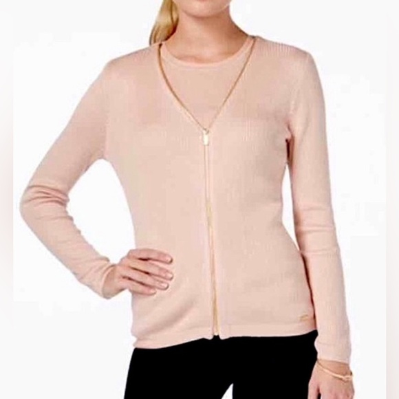 FINAL PRICE Calvin Klein Ribbed Zip Up Sweater - Picture 1 of 8